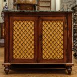 A mahogany low bookcase with a vert de mer marble top, 19th C.