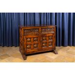 A Spanish walnut dresser with two doors and two drawers, 17th C.