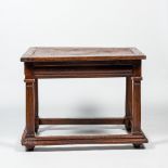A rectangular oak table on column-shaped legs, 17thÊ C.