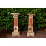 A pair of neoclassical marble stands with bronze mounts, 19/20th C.