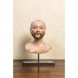 A polychrome 'pastiglia' bust of a bearded man, probably Italy, 17/18th C.