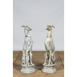 A pair of patinated metal greyhounds, 20th C.