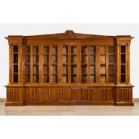 A monumental Irish George IV or early Victorian mahogany breakfront bookcase, 1st half 19th C.