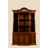 A break front open library bookcase, 19th C.