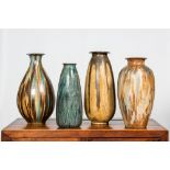 Four polychrome glazed stoneware vases, a.o. Roger GuŽrin and Edgard Aubry, 20th C.
