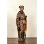 A polychrome oak wooden Saint Roch, Flanders, ca. 1500