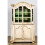 A patinated wooden display cabinet, 19th C.