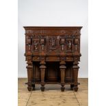 A walnut historicism cabinet on foot, 19th C.