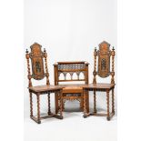 Three bone- and mother-of-pearl-inlaid wooden chairs, Damascus, Syria, 19/20th C.