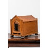 A wooden Gothic revival bird or animal box, ca. 1900