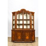 A Dutch display cabinet with floral marquetry, 19th C.