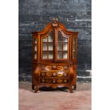 A small Dutch inlaid mahogany display cabinet, 19th C.