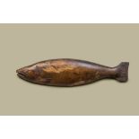 A large painted wooden model of a fish, 18th C.