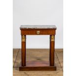 A French Empire-style mahogany console with marble top, 19th C.