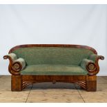 A mahogany Biedermeier sofa, 19th C.