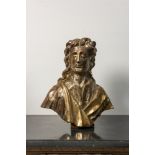 A silvered wood bust of a nobleman, 19/20th C.