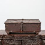 An iron-mounted wooden altar painted on the inside, Friesland, 18th C.