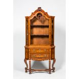 A Dutch floral marquetry mahogany display cabinet, ca. 1900