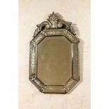 A Venetian etched glass mirror, 20th C.