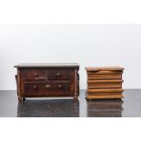 Two wooden miniature commodes, 20th C.