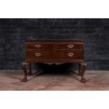 An English mahogany lowboy with two drawers, 19th C.