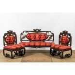 A French oriental inspired three-piece salon set including a sofa and a pair of armchairs, 19th C.