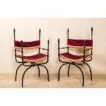 Two wrought iron 'dagobert' chairs, Southern Europe, 20th C.