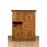 A rural polychrome wooden cupboard, 18/19th C.