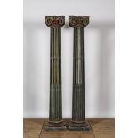 A pair of polychrome wooden columns, 20th C.