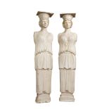 A pair of large plaster models of caryatids, 20th C.