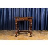 An oak wooden side table with a drawer, 18th C.