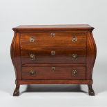 A Dutch mahogany chest of drawers, 19th C.