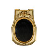 A French neoclassical polychrome and gilt wooden mirror, 19th C.