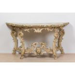 An Italian faux marbre scagliola console, 18th C.