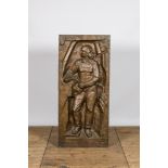 An impressive large communist subject bronze relief of a factory worker, possibly Eastern Europe, 3r