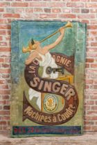 A painted molded zinc 'Singer' sewing machines advertising plaque for a store in Nice, France, early
