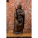 A large wooden sculpture of Saint Barbara, 16/17th C.