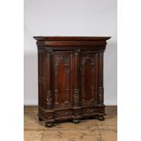 A Dutch oak two-door 'keeftkast' cupboard, 17th C. with later elements