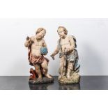 A pair of polychrome wooden putti, early 18th C.