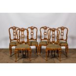 Six Dutch fruitwooden floral marquetry chairs, 19th C.