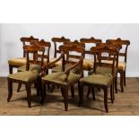 Nine English mahogany chairs and an armchair, 19th C.