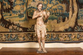 A sculpture of the scourged Christ, carved and polychromed wood, Spain or Southern Italy, 2nd half 1