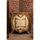 A patinated and gilt Louis XV corner cupboard with faux marble top, 18th C.