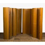 A pair of foldable wooden room dividers, Behrens workshop, Hannover, Germany, early 20th C.