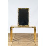 A brass Hollywood Regency style console with matching mirror, Italy, 20th C.