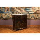 A French painted wooden sideboard with birds on blossoming branches, 19th C.