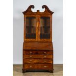 An English mahogany bookcase over secretary desk, 18th C.