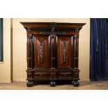 A Dutch walnut and ebony 'column' cupboard, 17me