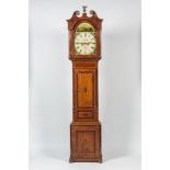 An inlaid wooden longcase clock, probably Scotland, 19th C.