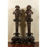 A pair of Italian walnut sculptures of caryatids, 18th C.